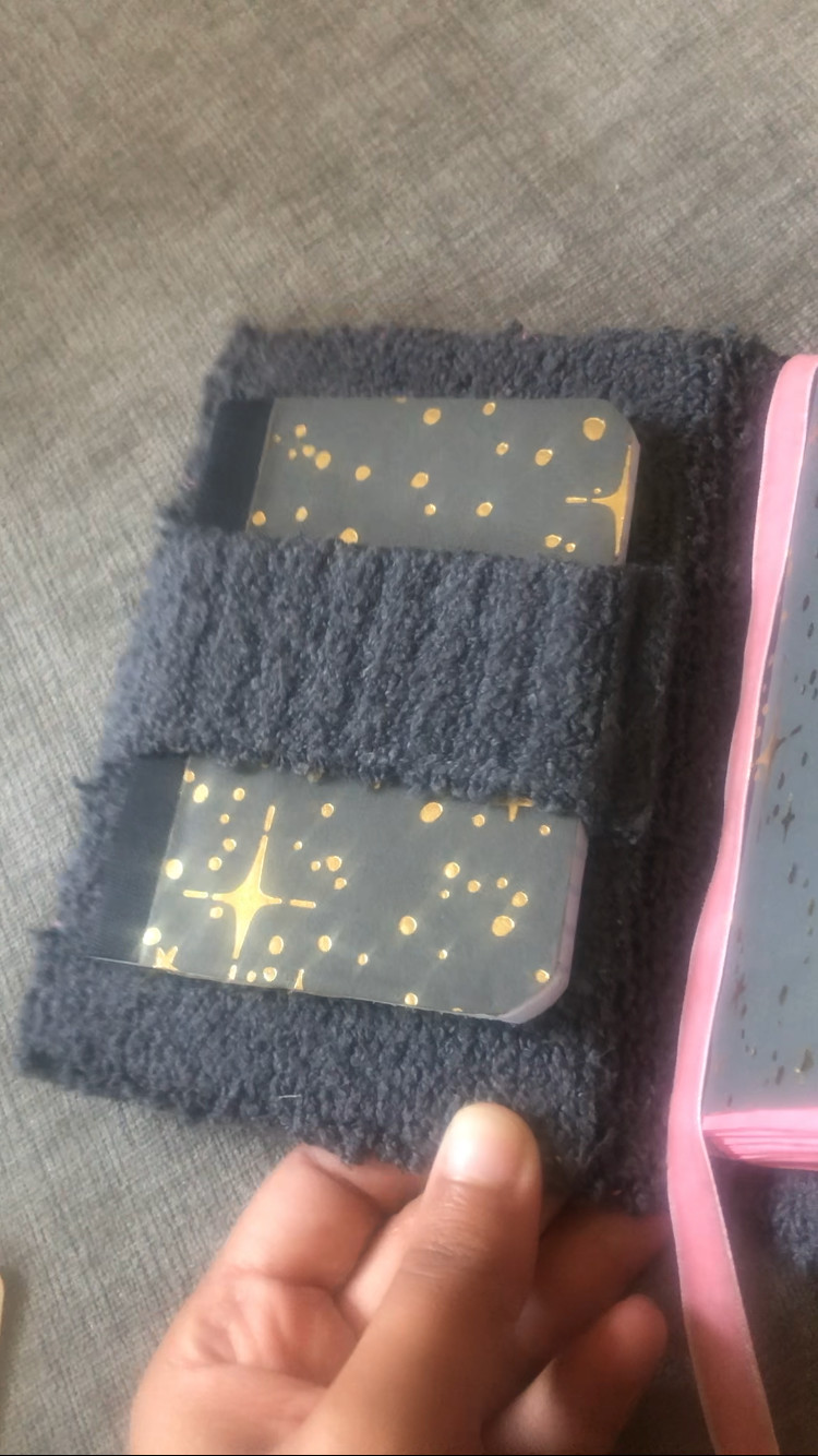 Handmade grey fabric and pink paper upcycled Junk Journal set by artfauna.art