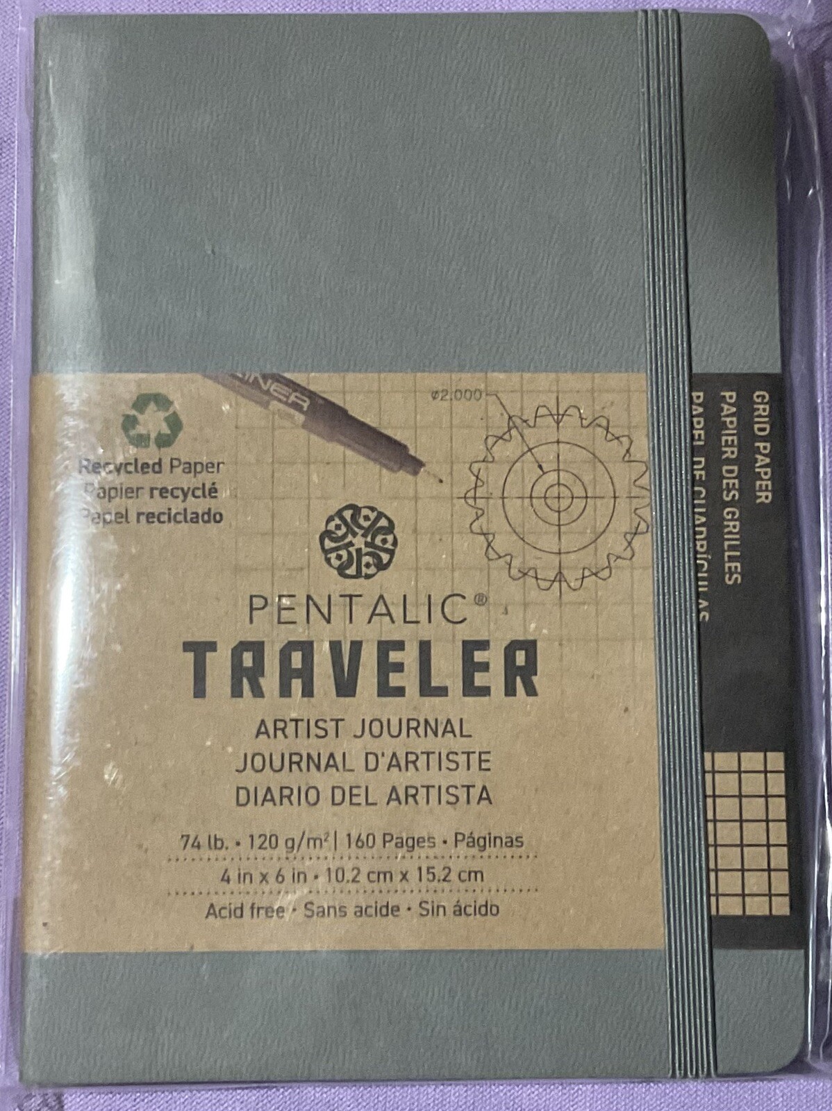 Pentalic Traveler Artist Journal Grid Paper 4” x 6” – 160 Pages – New Sealed