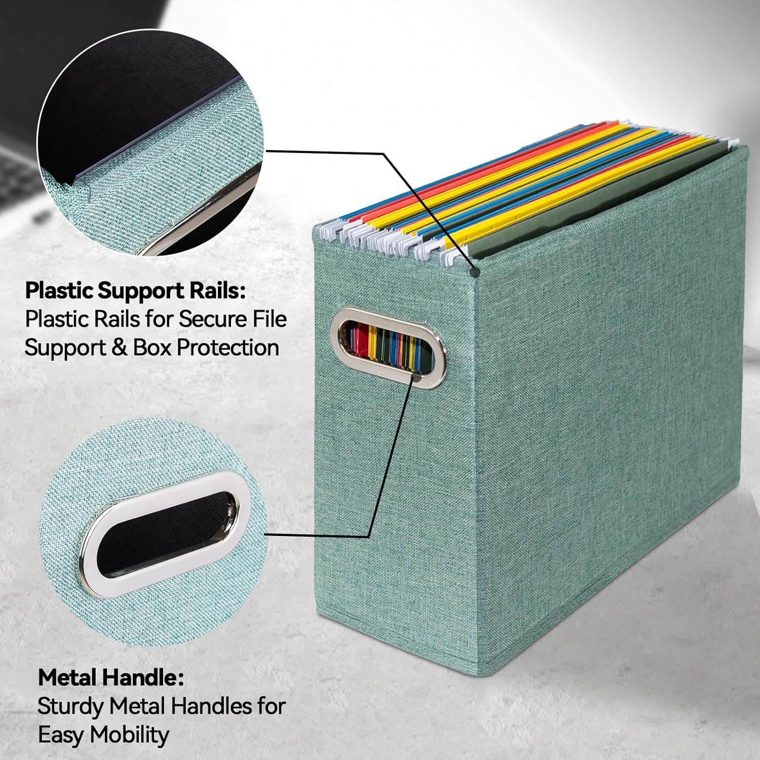 2 Pack Letter Size File Storage Box Collapsible，Fabric Hanging File Folders Orga