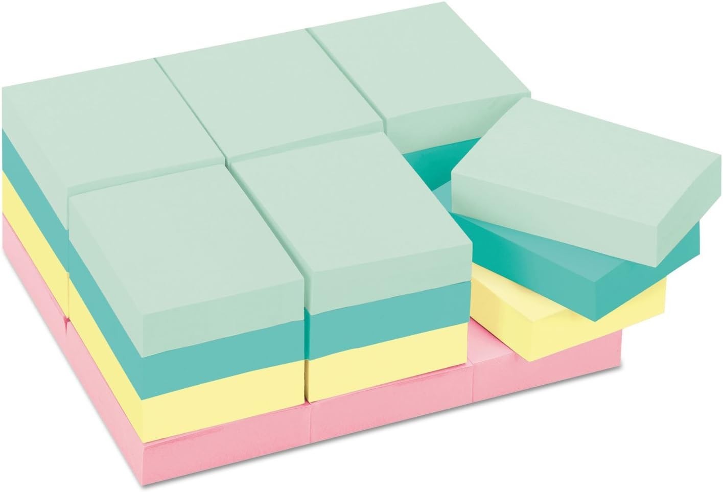 Sticky Notes Recyclable Pastel Colors 1.5×2 in 24 Pads Office Classroom