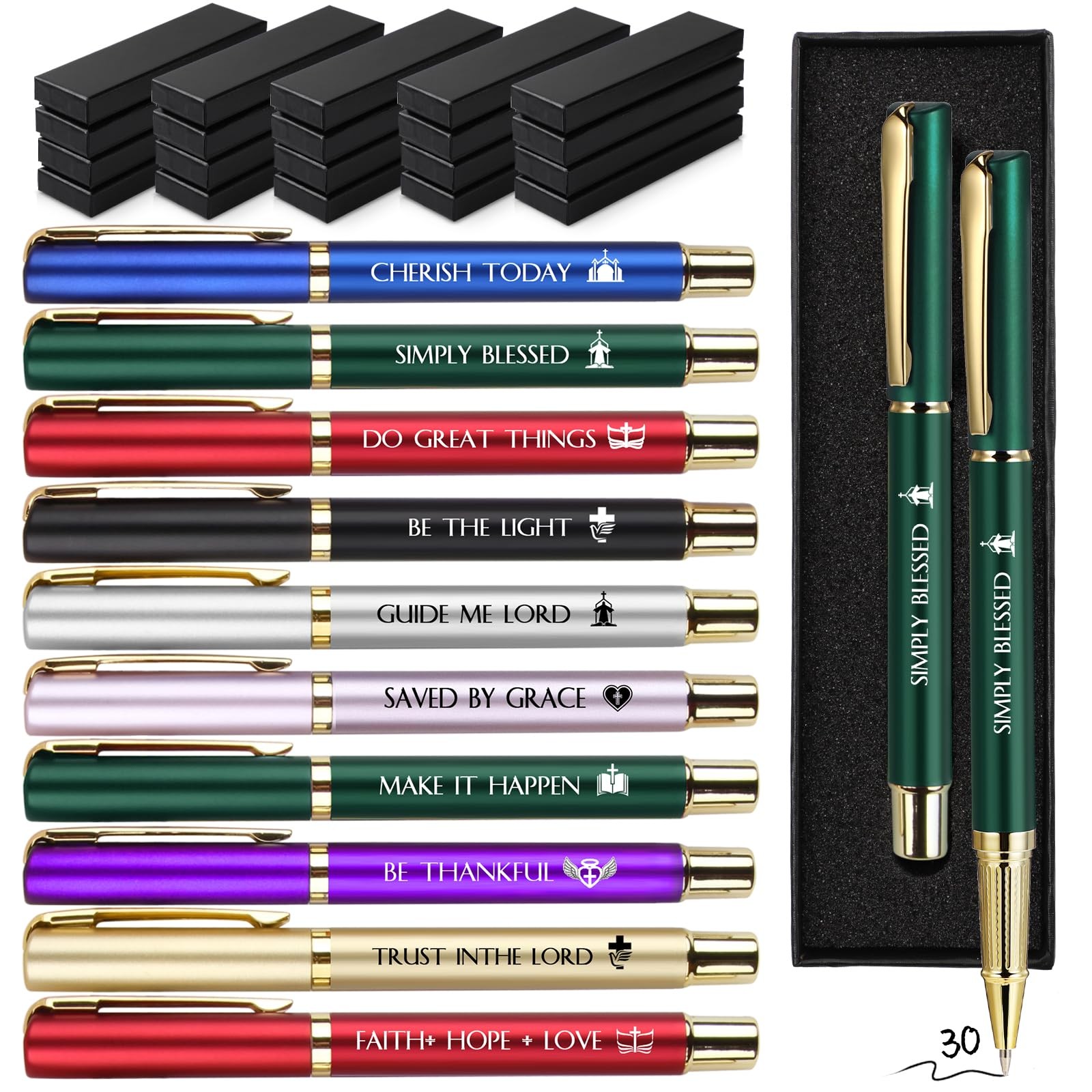 30 Set Christian Fathers Day Pens Bulk Bible Verse Ballpoint Pen Gifts with I…