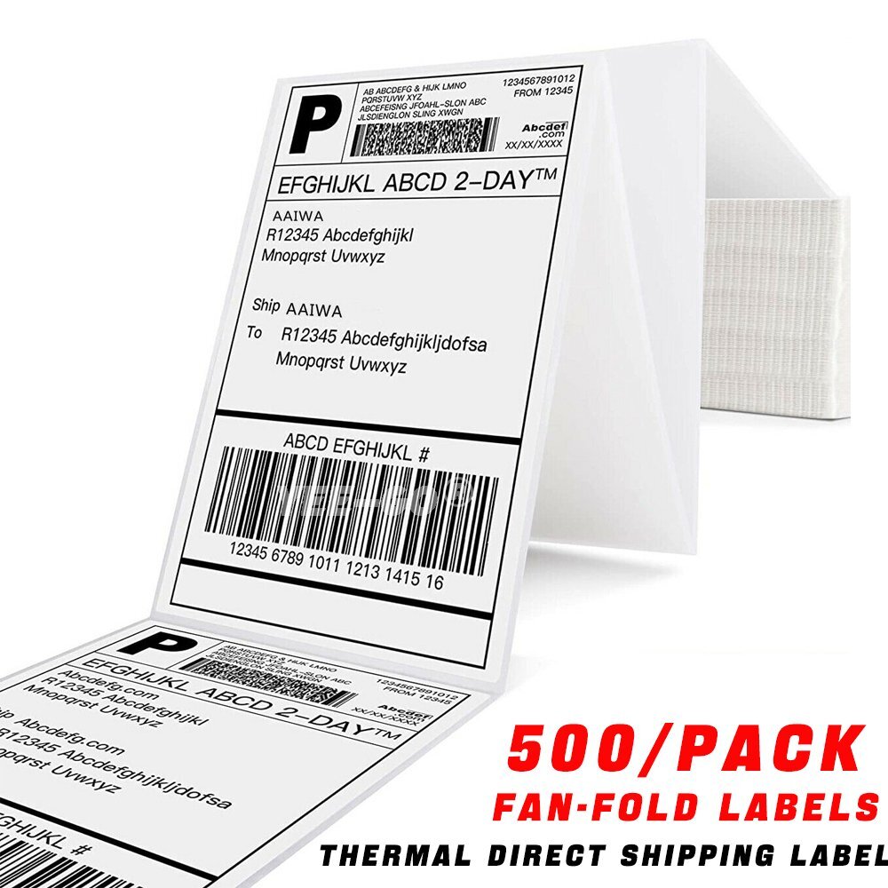 4×6″ Fanfold Direct Thermal Shipping Labels Blank White For Zebra Rollo Printer