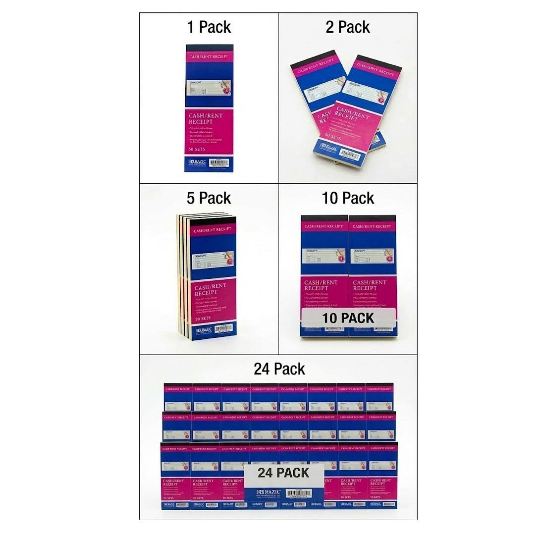 Cash Rent Receipt Books 2-Part Carbonless Duplicate 50 Sets Per Book You Pick