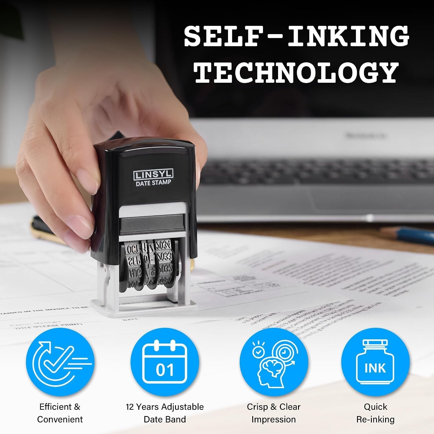 Self-Inking Rubber Date Stamp – Great for Shipping, Receiving, Expiratio…