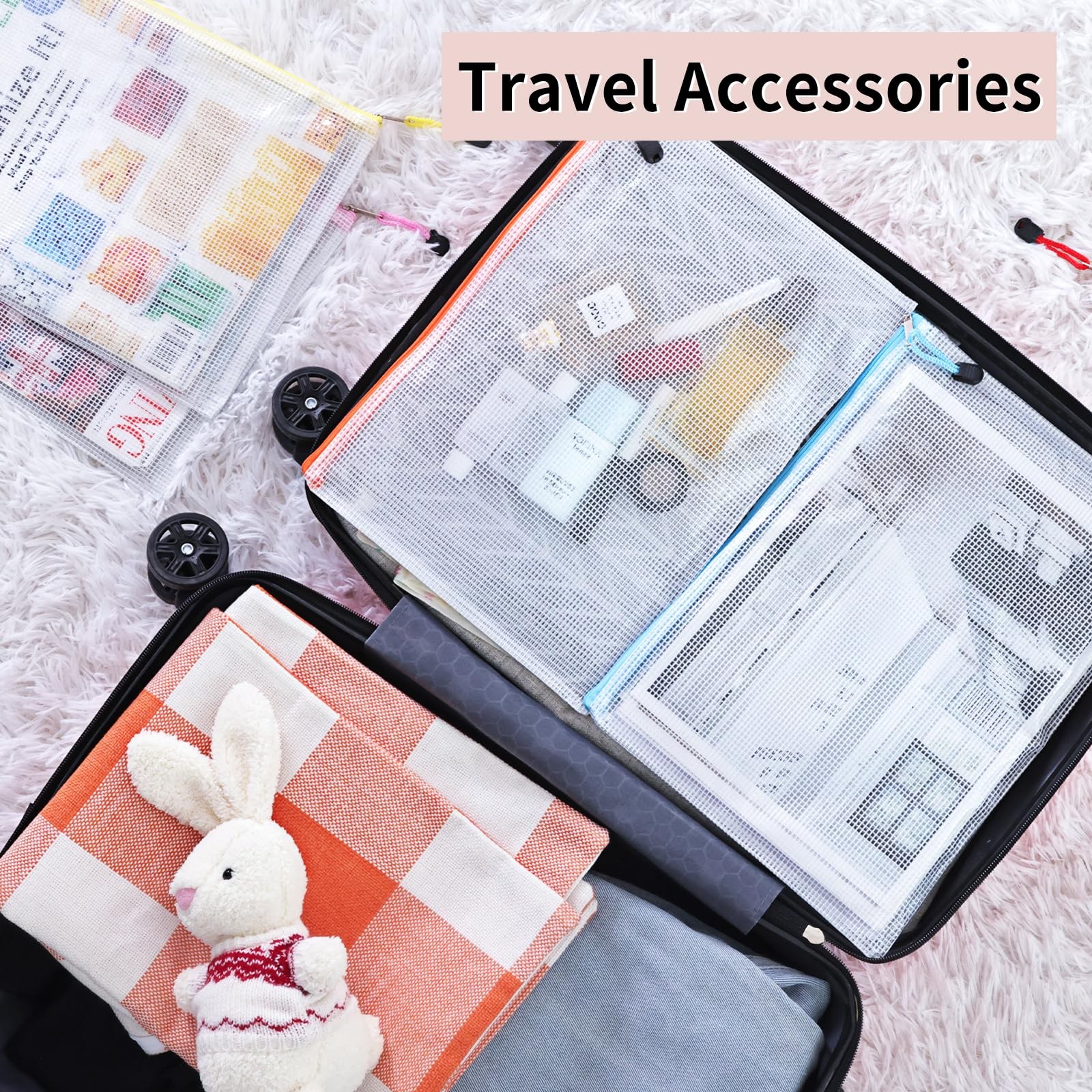 EOOUT 72pcs Mesh Zipper Pouch, A4 Size, 12 Colors Bags for Colorful