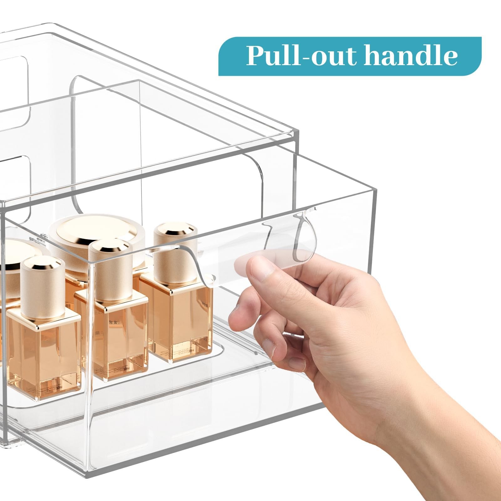 SpaceHacks 2 Pack Stackable Plastic Makeup Organizer Drawers, Acrylic Clear