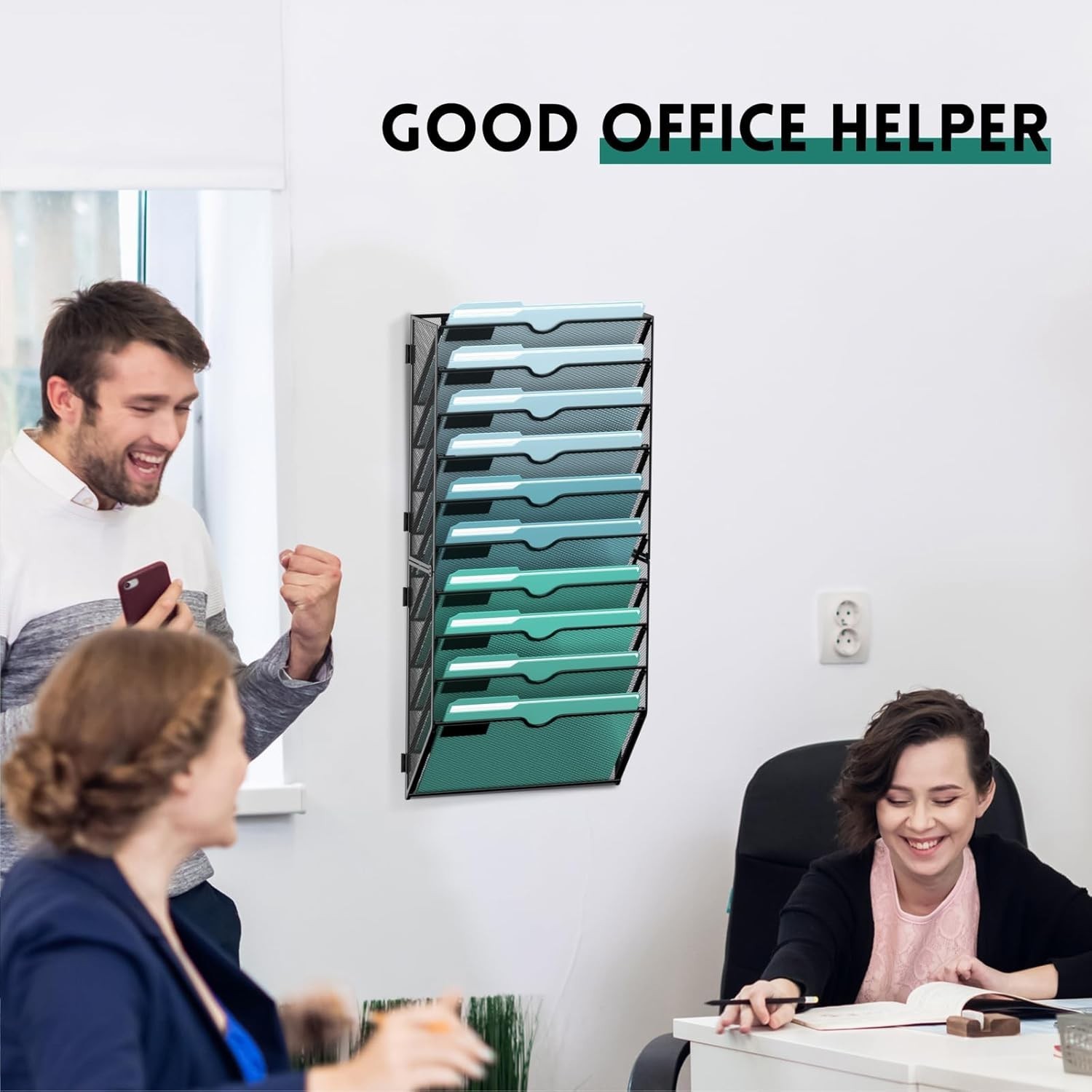 10-Tier Wall File Organizer, Hanging Wall Files for Papers, Folders, Magazine…