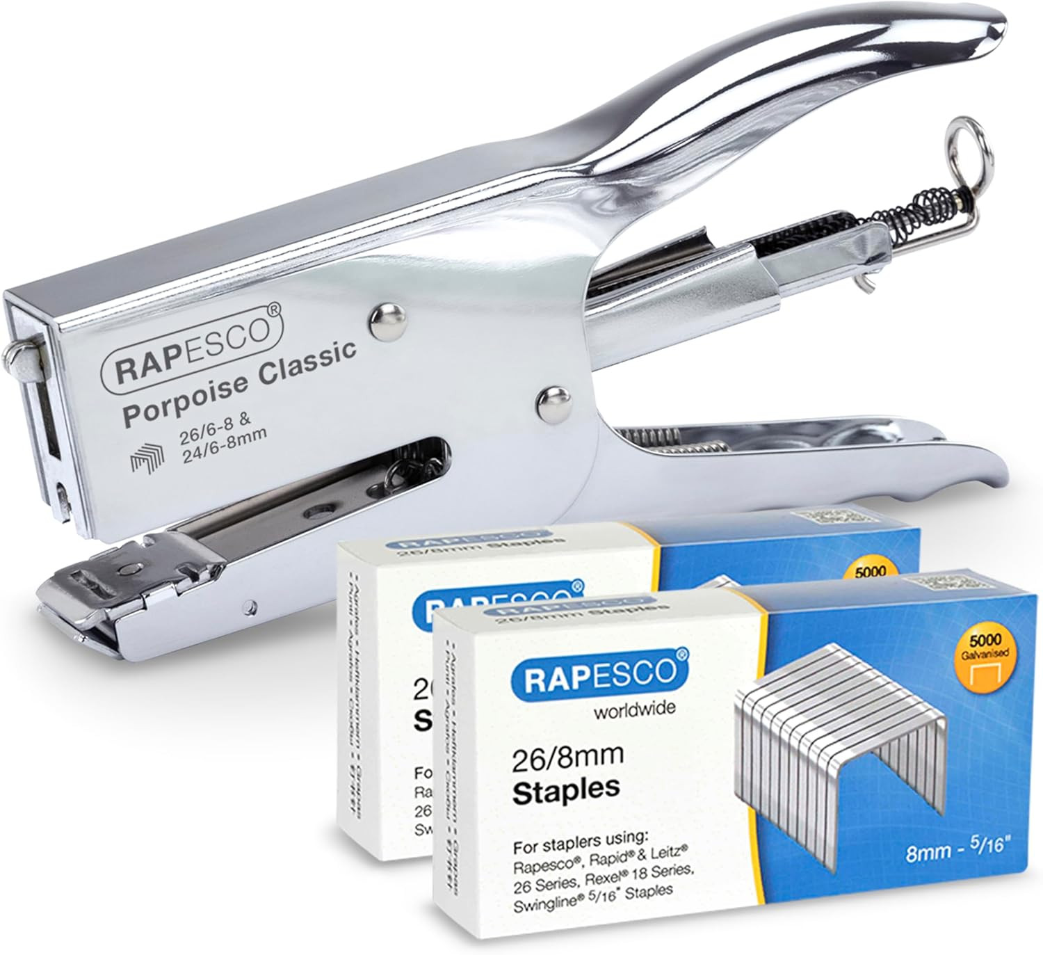 1298A Porpoise Classic Stapling Plier with 10.000 Staples, Type 26
