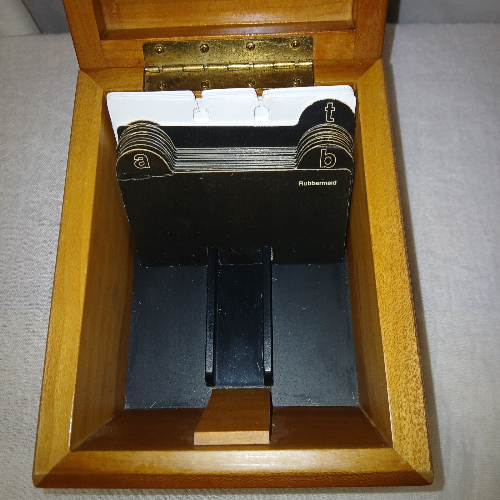 Vintage Cherry Wood Rolodex Card File Domed Lid Made In Thailand