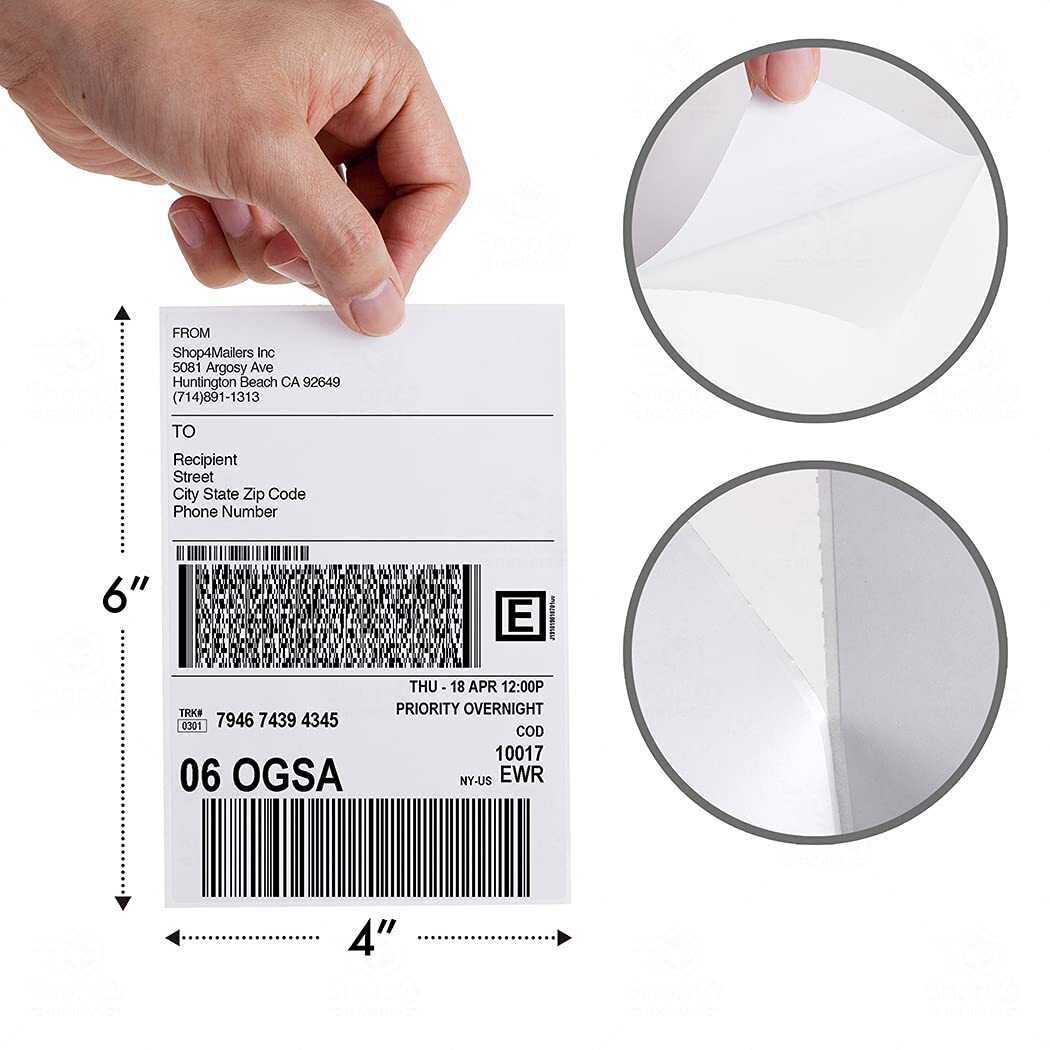 500-2000 4″x6″ Fanfold Direct Thermal Shipping Labels for Zebra & Rollo Printers