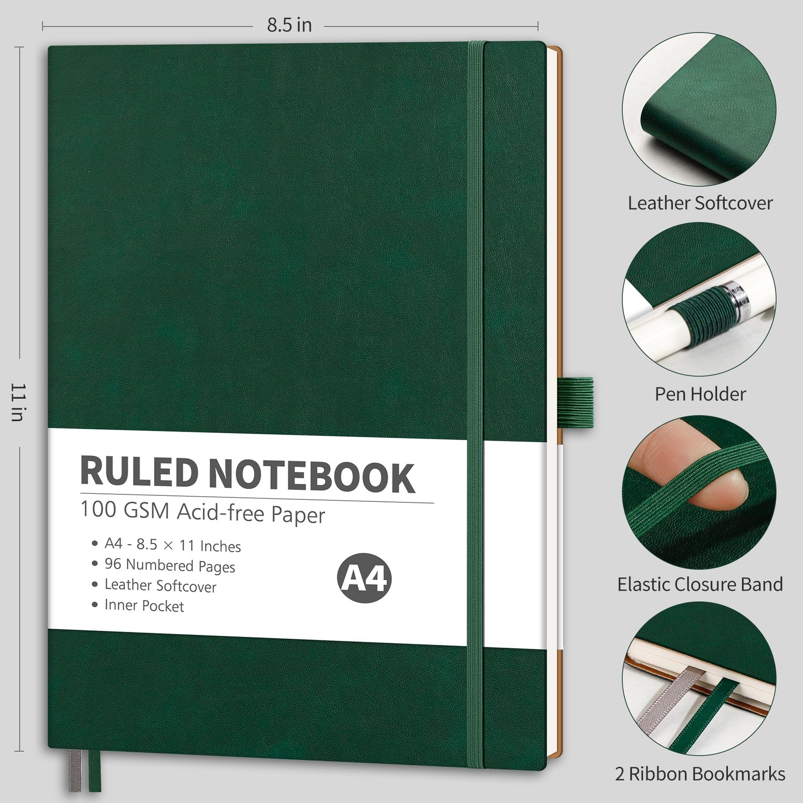 Lined Journal Notebook, 96 Numbered Pages, A4 Large Size (8.5” x 11”), for …
