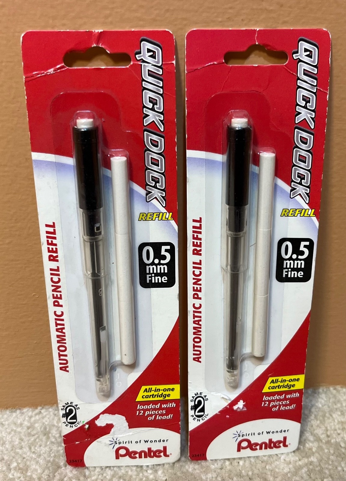 2 PENTEL Quick Dock Mechanical Pencil Refill 0.5mm Fine Lead &Eraser Refills DQ5