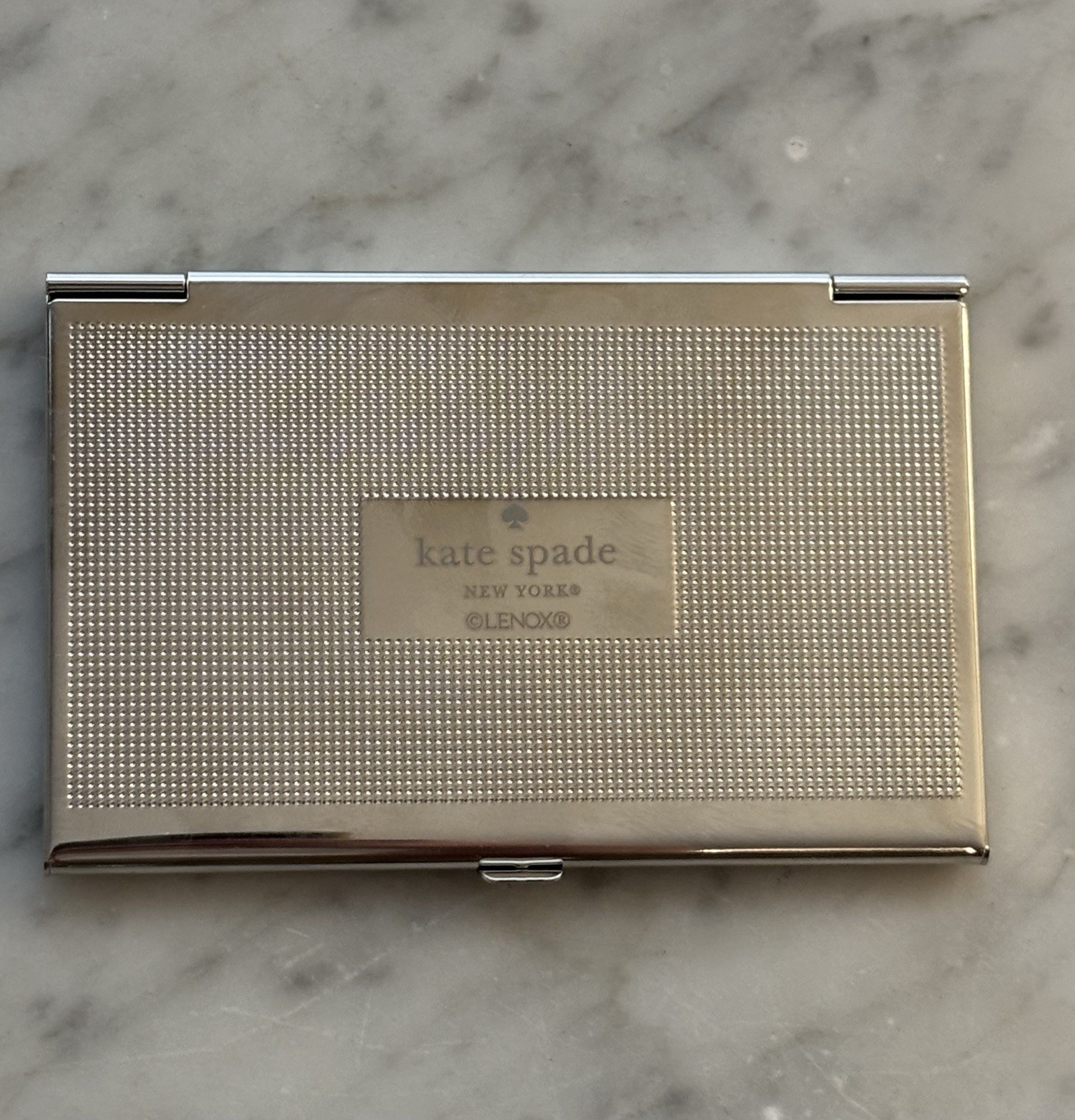 KATE SPADE New York Silver Lenox “Call Me” Business Card Case Brand New