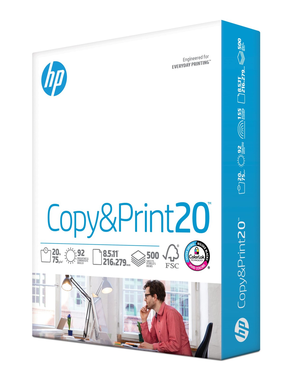 HP Printer Paper | 8.5 x 11 | Copy &Print 20 1 Pack | 500 Sheets, White