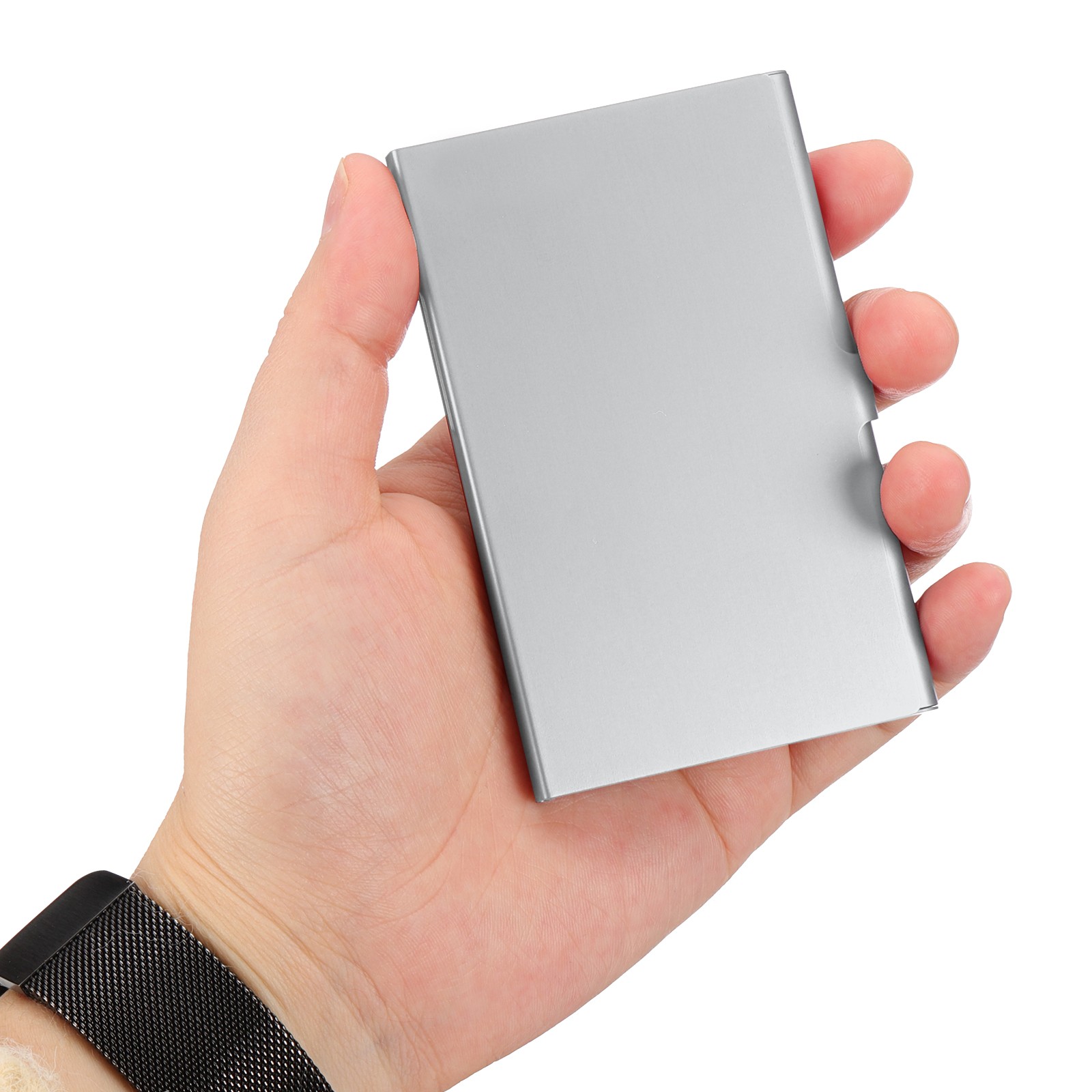 Business Card Holder, 5Pcs Aluminum Metal Card Case Card Holder, Silver