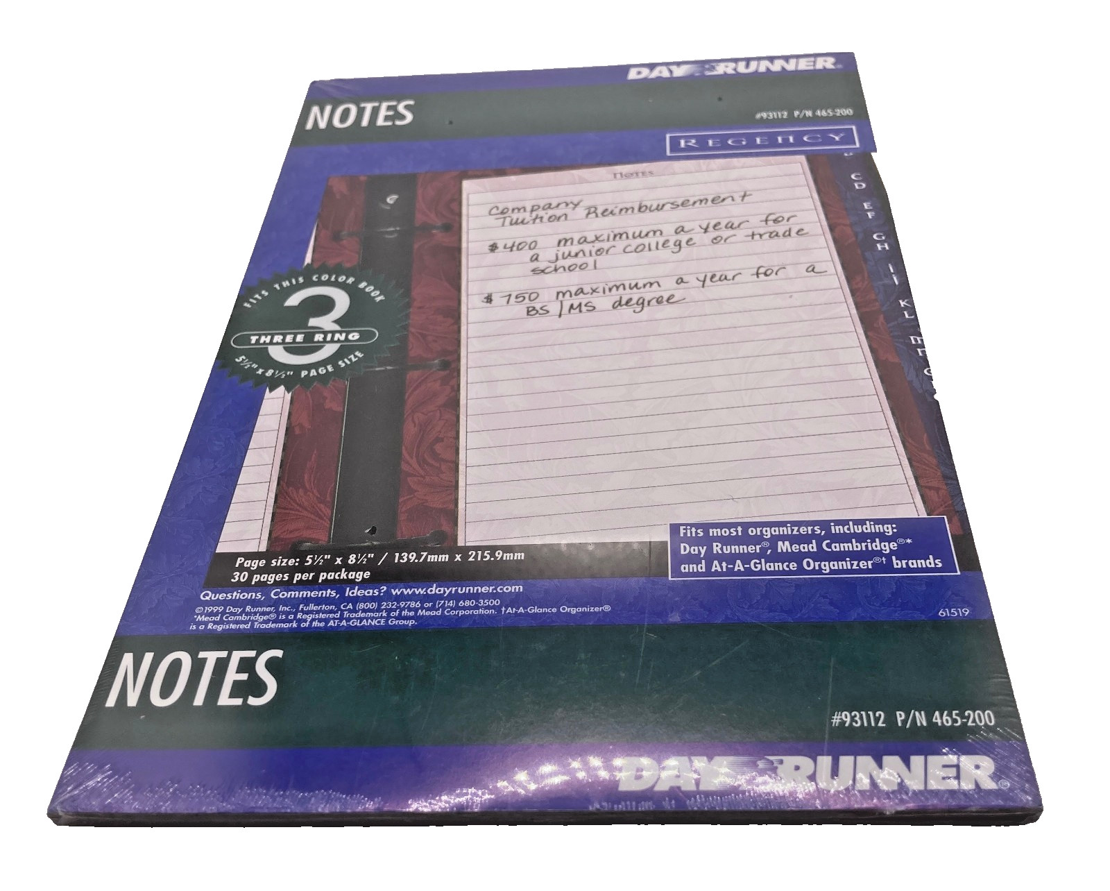 Day Runner Notes Pages 5.5″ x 8.5″ 30 Sheets #93112 New Sealed – Lot of 2