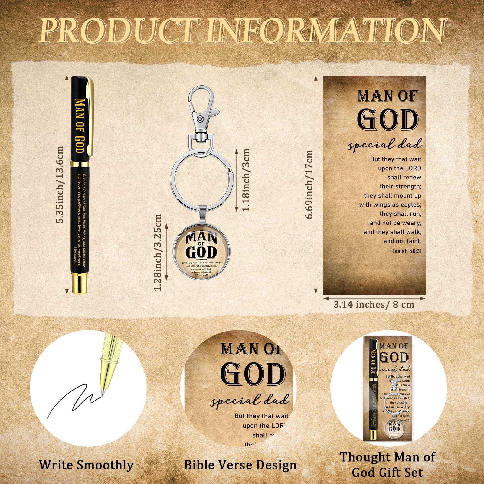 18 Sets Father’s Day Christian Gifts for Men Man of God Gift Bulk Bible Verse…