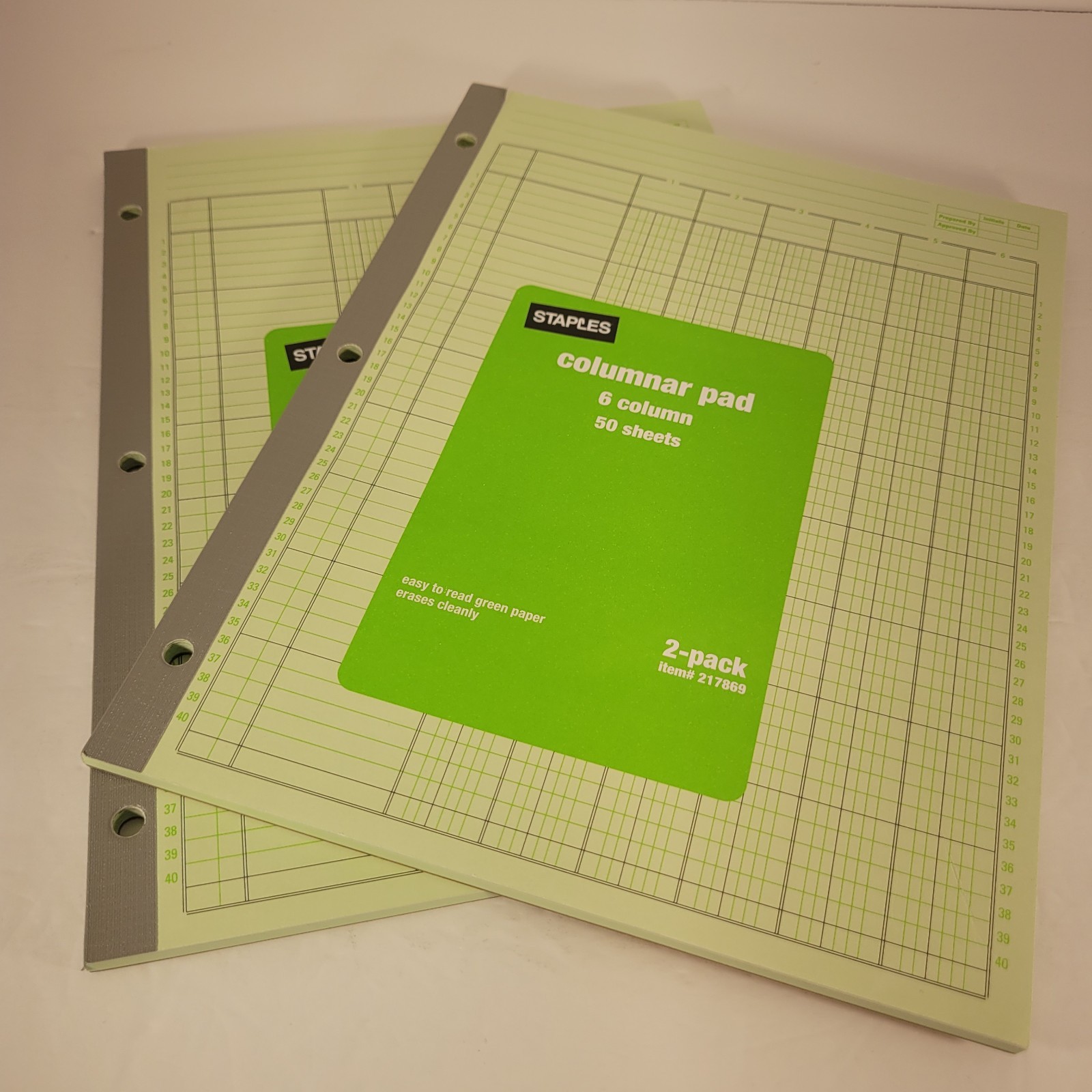 Columnar Pad, 6 Columns, 11 x 8.5 Inches, 50 Sheets Staples 2 Pack Unused