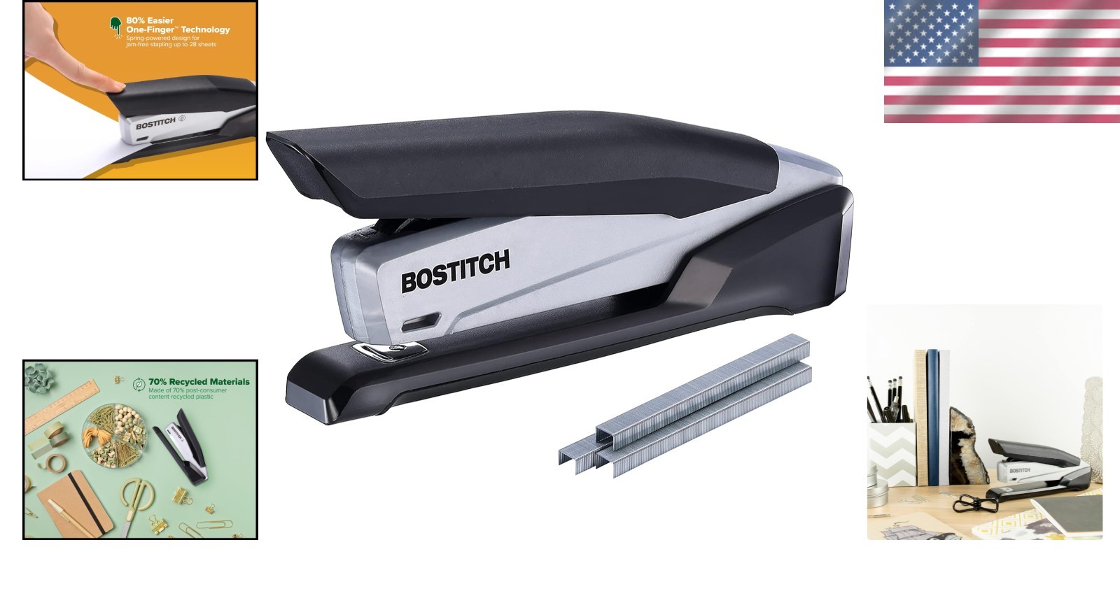 Sleek 1100 Eco Stapler – 210 Staples, One-Finger Operation for Efficient Work