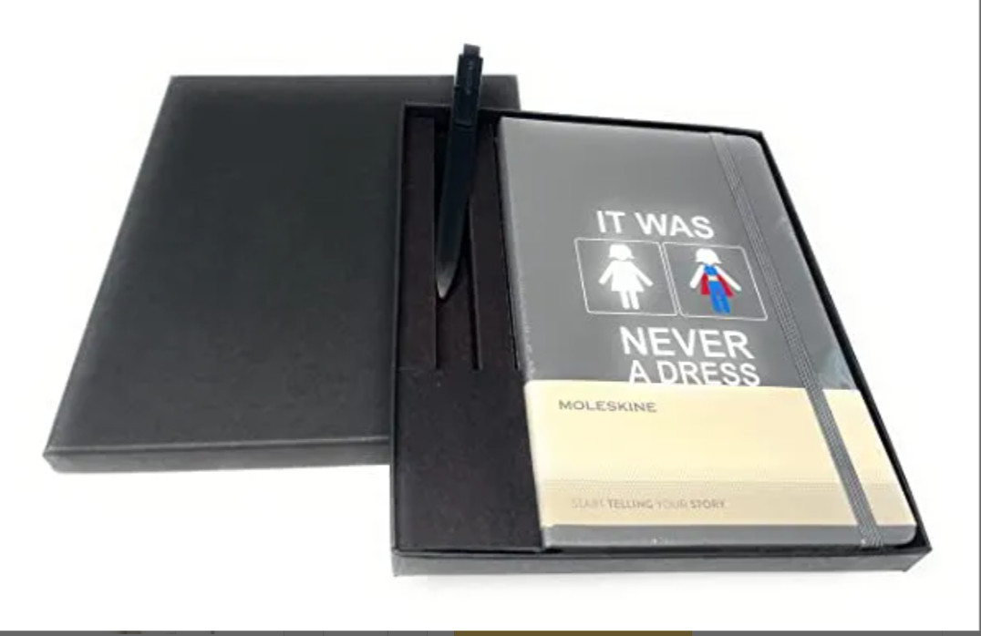 Moleskine Grey Hard Cover Ruled Notebook & Go Pen Bundle 240 Lined Pages