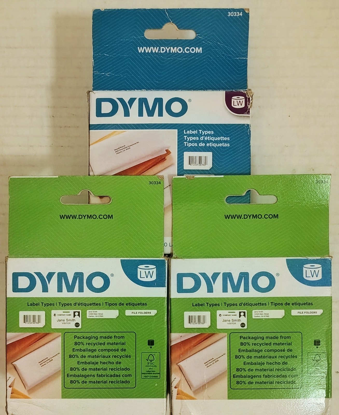 Dymo #30334 2-1/4″ x 1-1/4″ Multipurpose Labels Set of 3 NEW in box FREE SHIP
