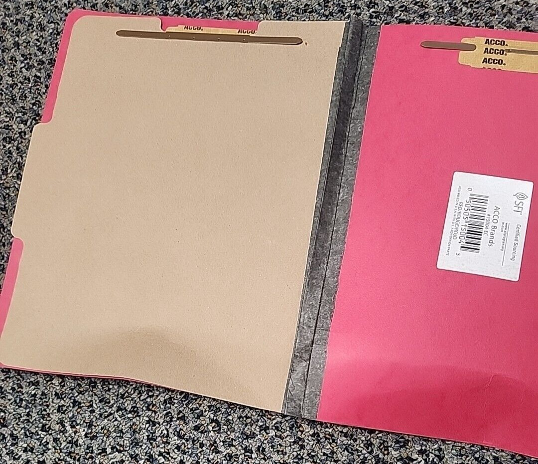 10 Folders Acco 4 Section Red Classification Folders Letter Size