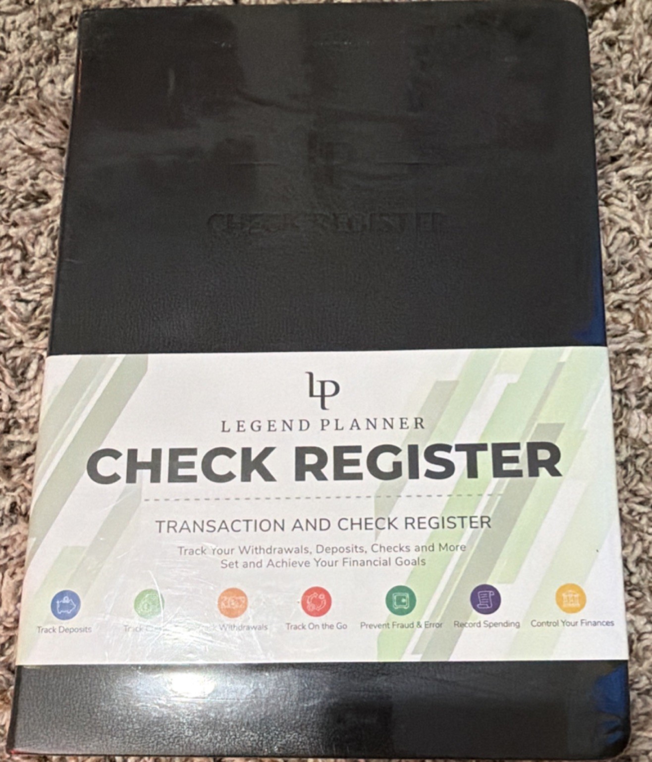 Legend Planner Black #8 Checkbook Register, 110 Pages, Bleed-Proof Paper