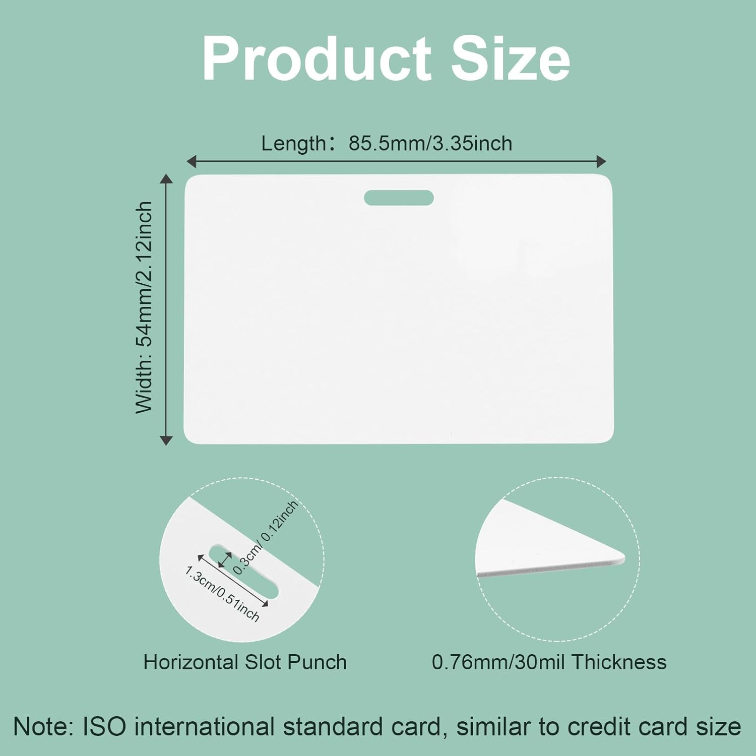 20 Pack Premium Blank PVC Cards with Slot Punch on Long Side – Horizontal Slot P