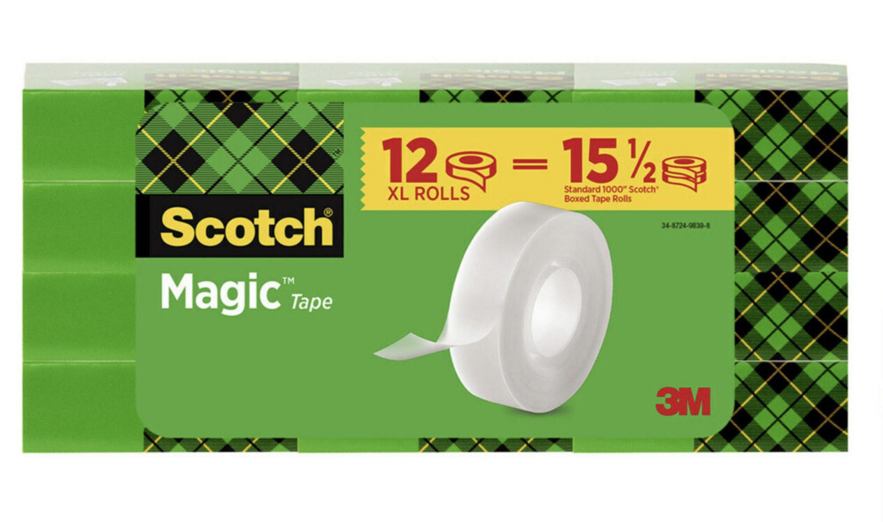 Scotch Magic Tape, 1″ Core, 3/4″ x 1296″, Clear, 12pk. – FREE SHIPPING
