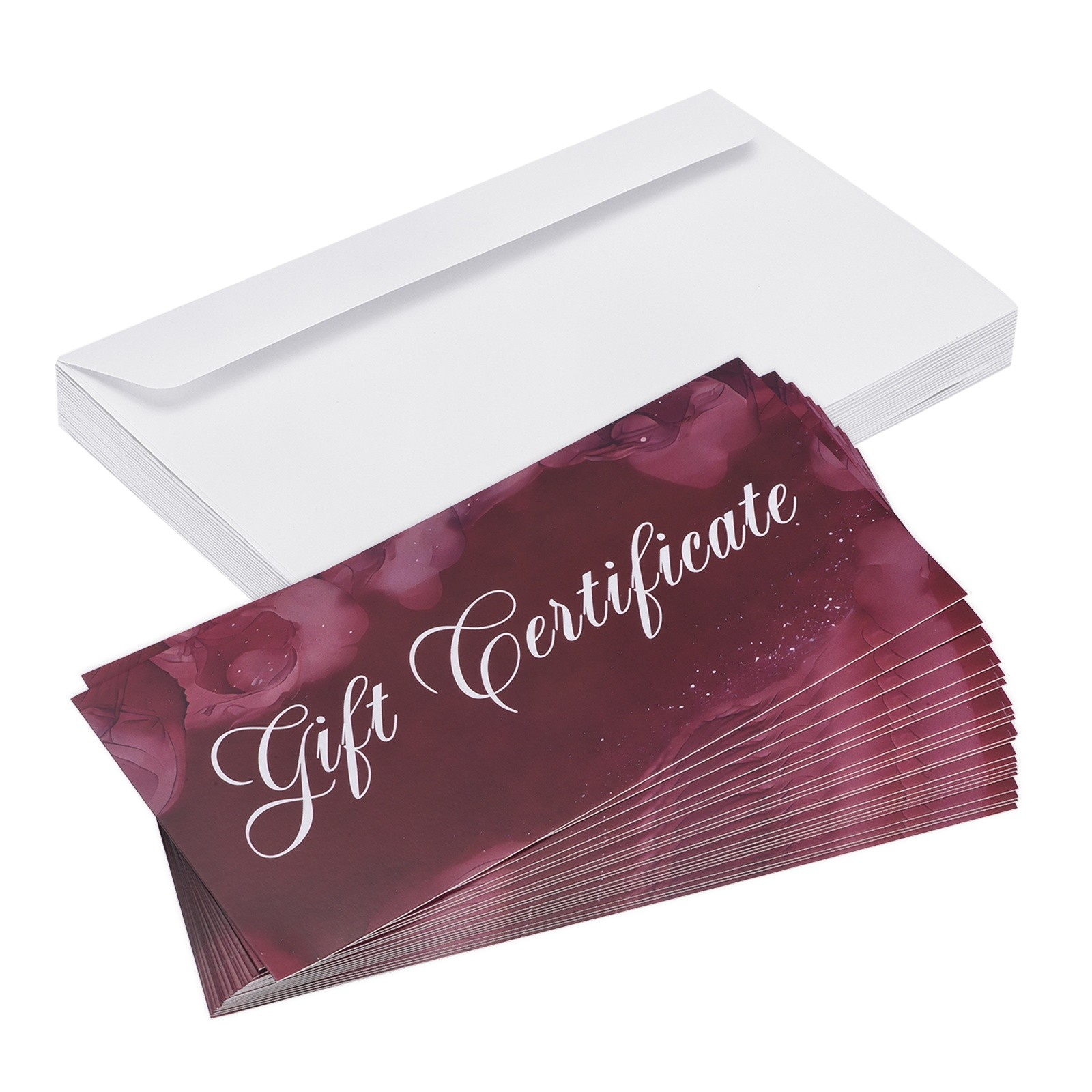 20Pcs 6.7 x 3.3″Blank Gift-Certificate for Business with Envelopes, Red B