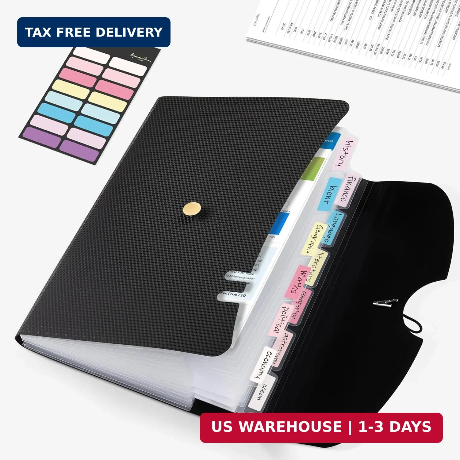 Sooez Expanding File Folder, 13 Pocket Accordion File Organizer, Monthly Expanda
