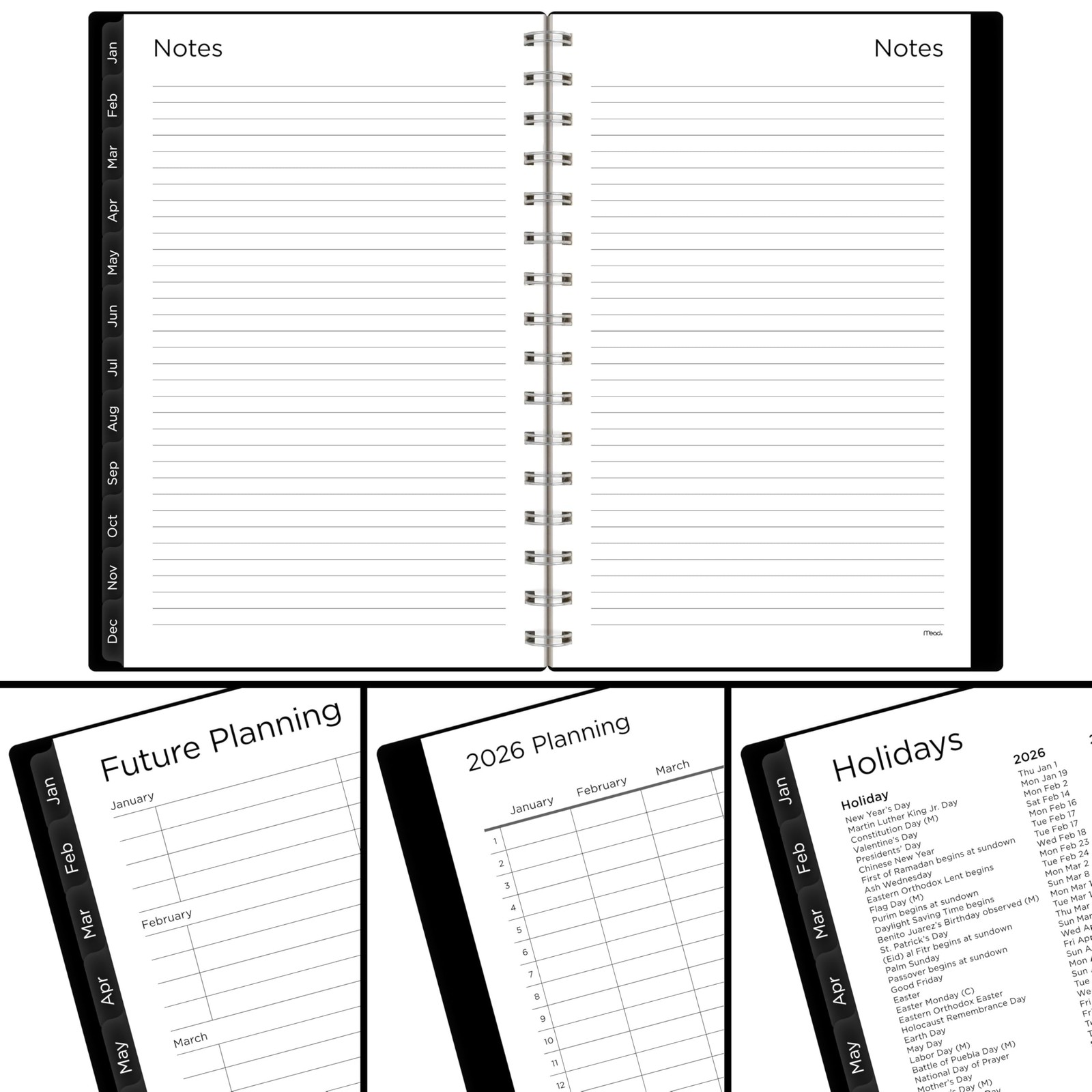 2026 Planner, Weekly & Monthly, 15-Month, 5-1/2″ x 8-1/2″, Small, Basic, Blac…
