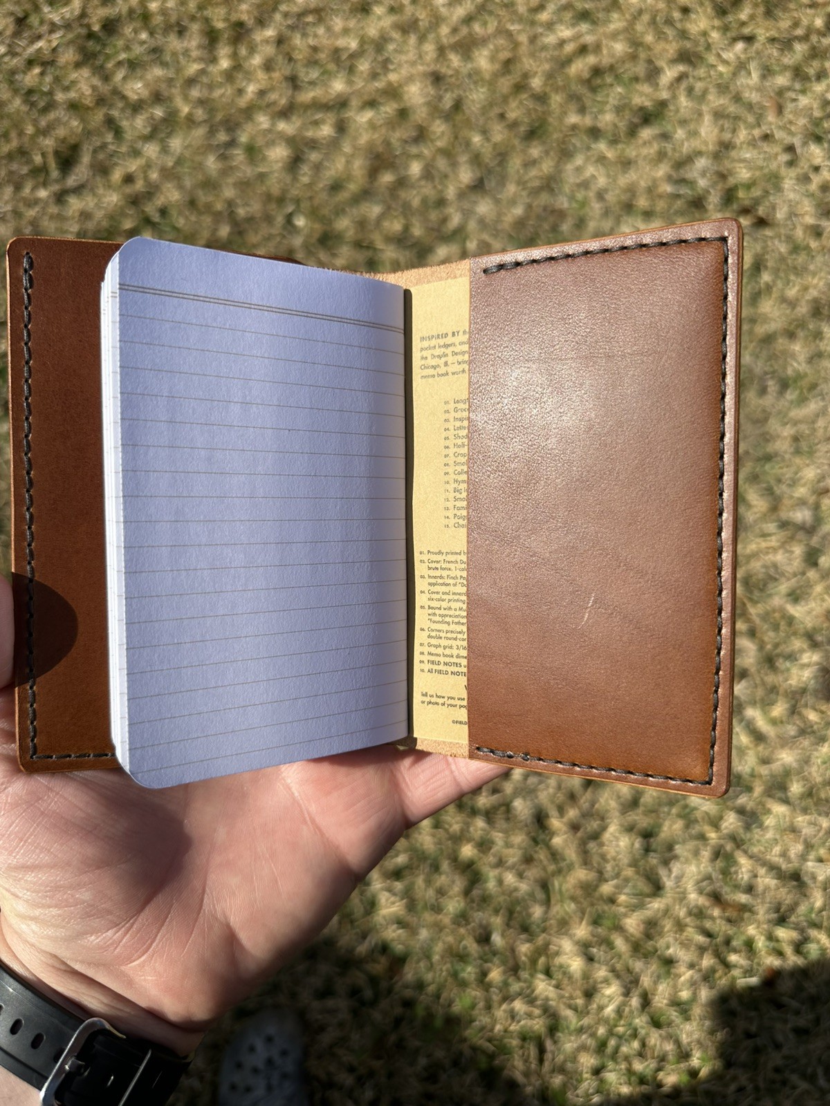 Chestnut Brown full-grain veg-tanned leather, 5 oz — 100% handmade in the USA.