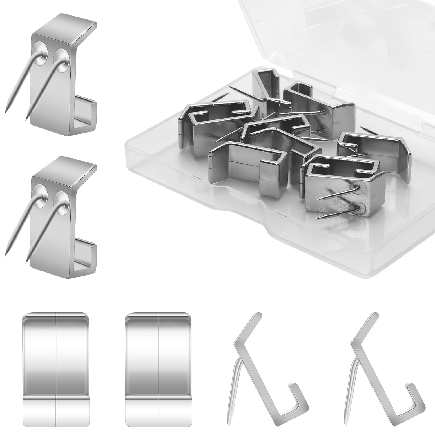 10pcs Cubicle Hooks, Metal Push Pin Hooks Fabric Panel Wall Medium, Silver