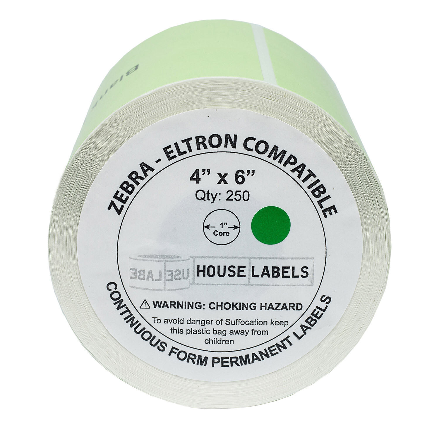ZEBRA 4×6 COLOR (4″ x 6″) GREEN Direct Thermal Labels 1″ Core – (6) Rolls / 250