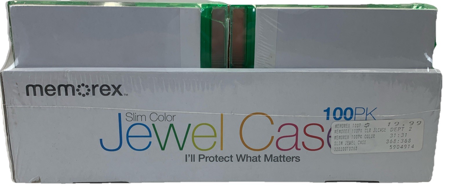 Memorex Jewel Cases 100 Pack Multi Color Slim CD Factory Sealed