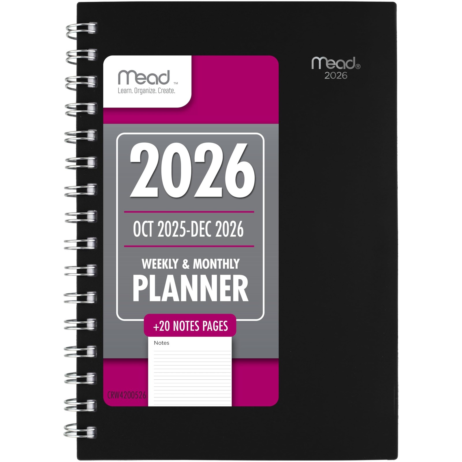 2026 Planner, Weekly & Monthly, 15-Month, 5-1/2″ x 8-1/2″, Small, Basic, Blac…