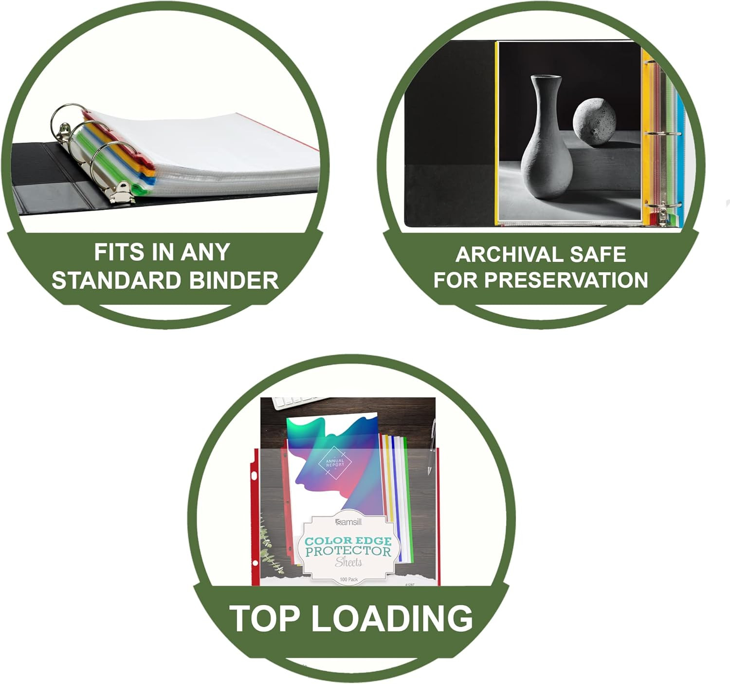 SAMSILL Colored-Edge Sheet Protector Family