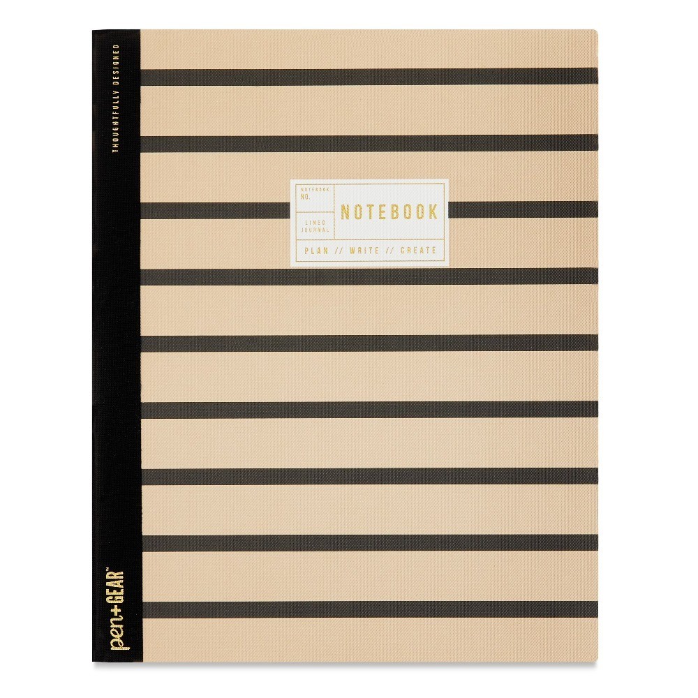 Notebook with Textured Stripe Design, 8 x 10 Inches, 160 Lined Pages, for Adults
