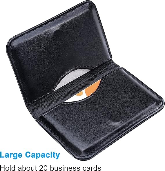Wisdompro Business Card Holder, 2-Sided PU Leather Folio Name Card Holder