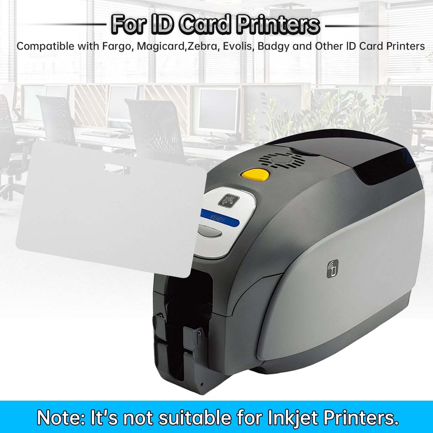 20pcs Blank PVC Cards for ID Badge Printers, 0.38mm-Horizontal Slot Punch