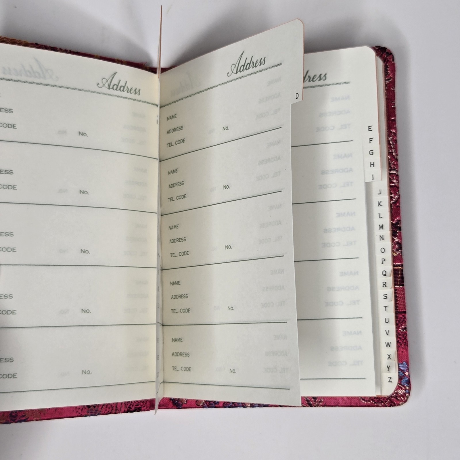 Shanghai, China Embroidered 176 Address Book – Red Silk Brocade Cover – VTG NOS
