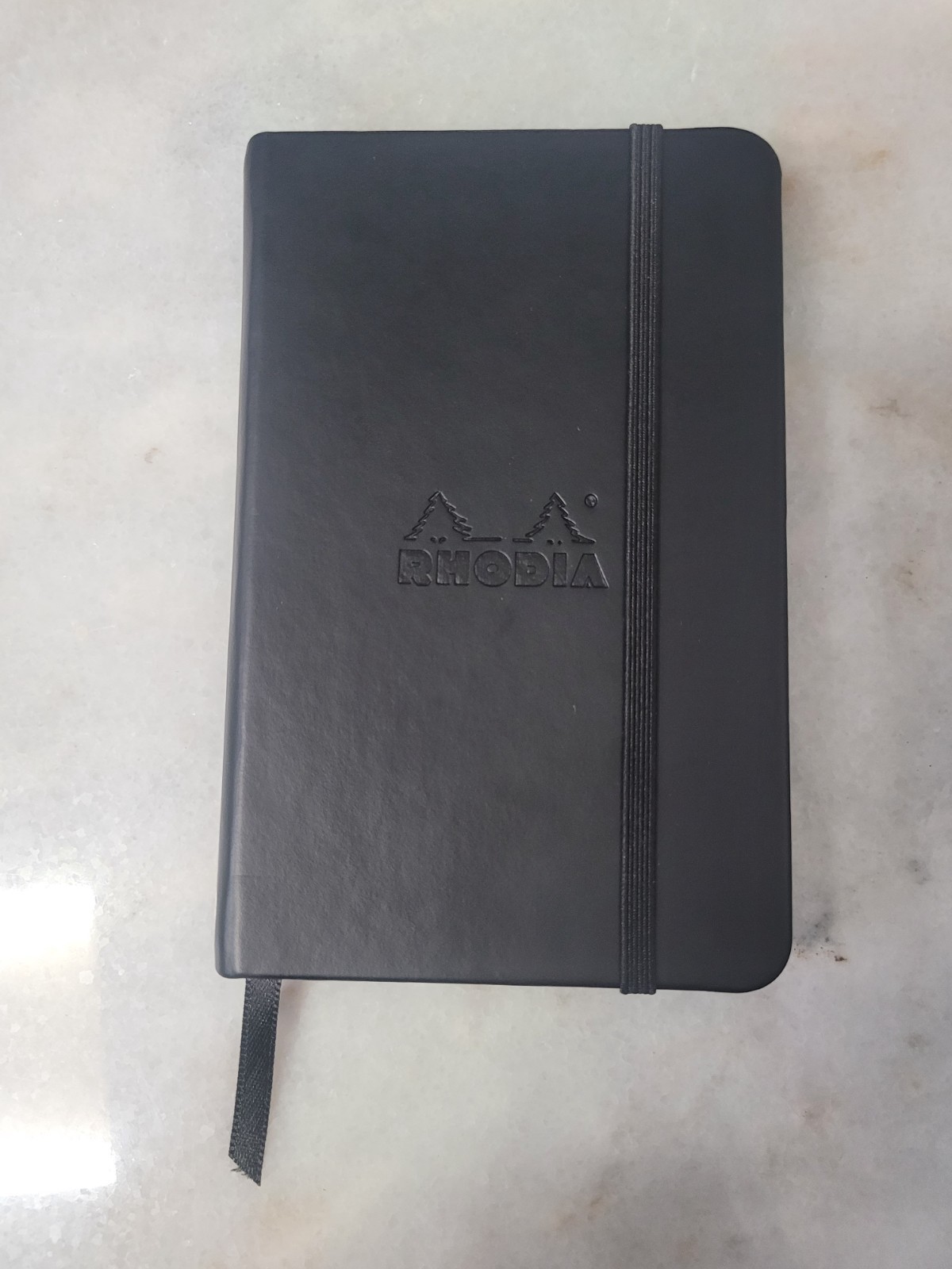 Rhodia Webnotebook in Black 3.5 x 5.5 Dotted – page ripped out