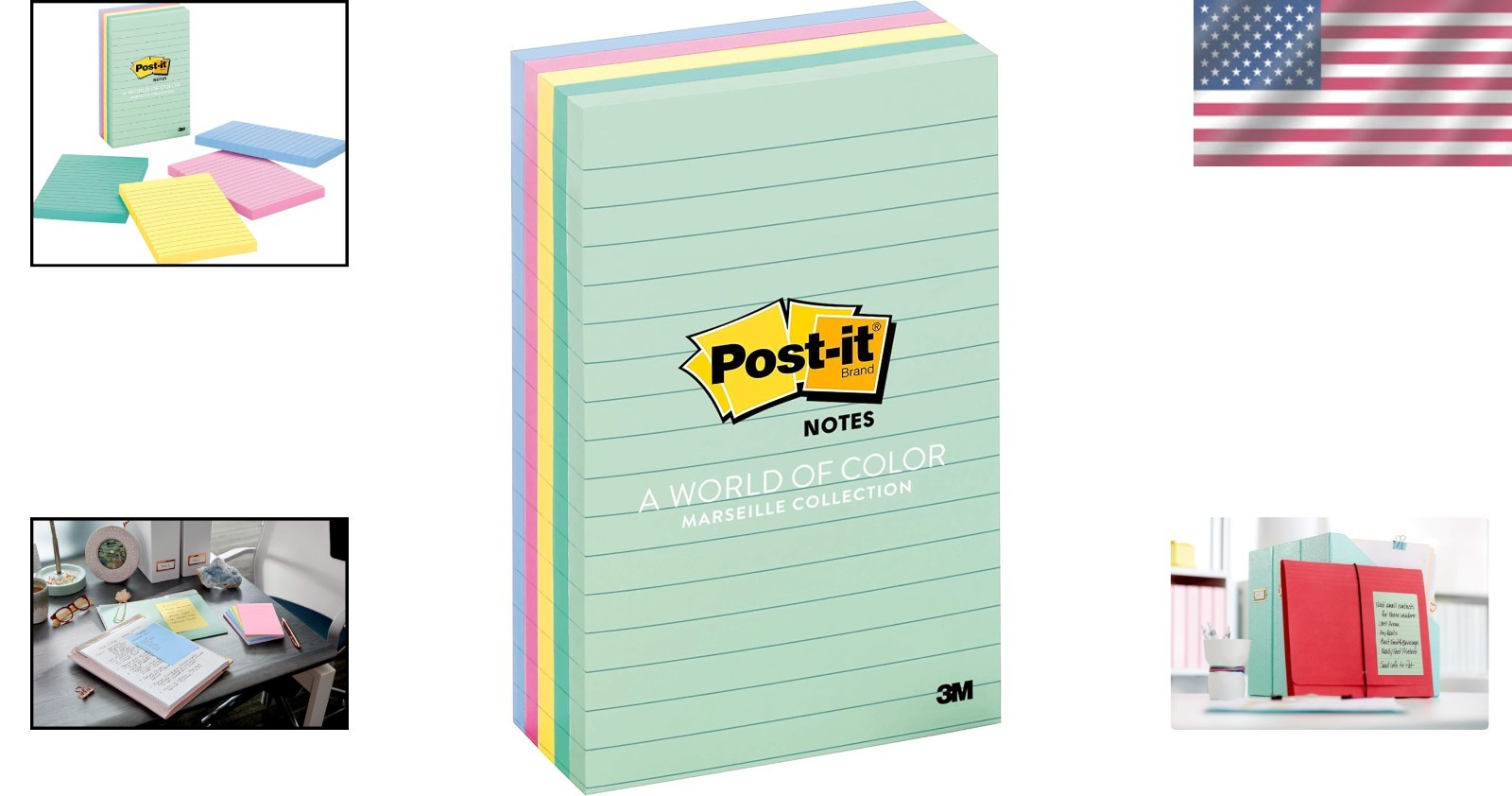 Recyclable 4×6 in Sticky Notes – 5 Pads of Pastel Colored Notes for Every Use