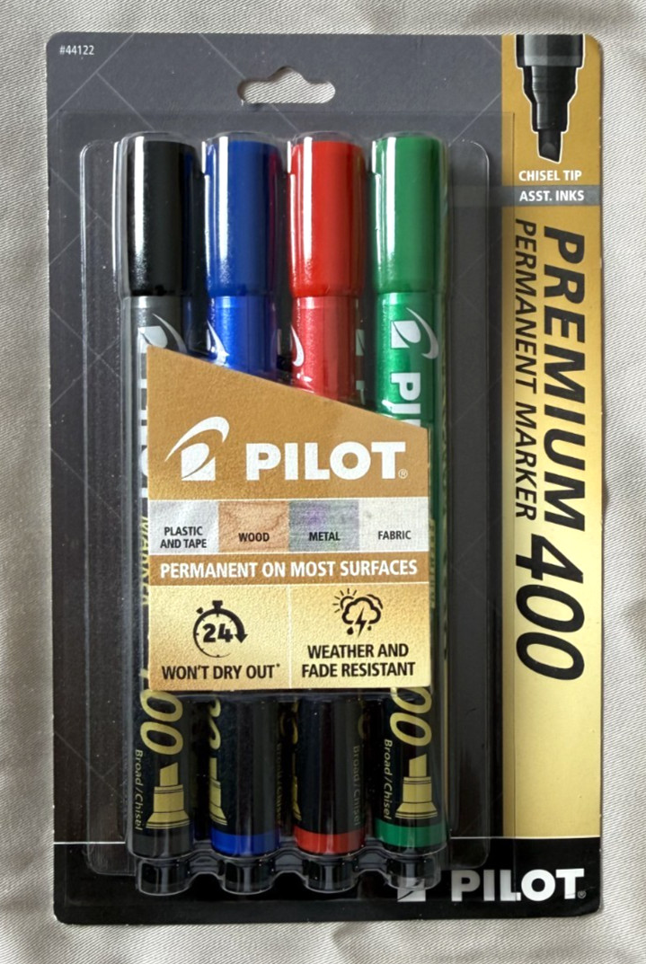 Pilot Premium 400 Permanent Markers Works on Plastic Wood Metal Fabric NEW