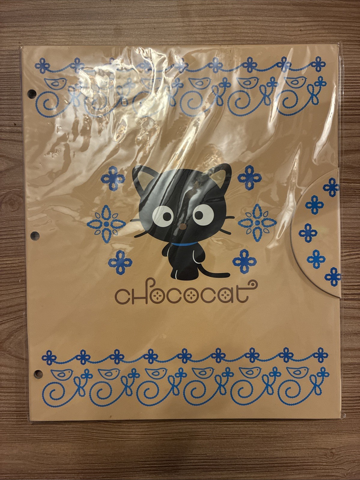 Chococat Tan & Blue 3-Hole File Folder With Closure