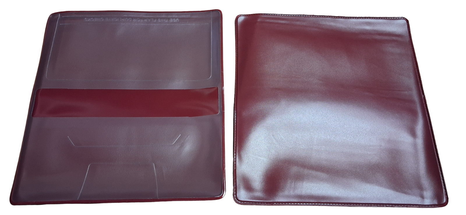 Burgundy Vinyl Checkbook Cover Standard Top Stub 6- 1/4″ x 3-3/8″ New