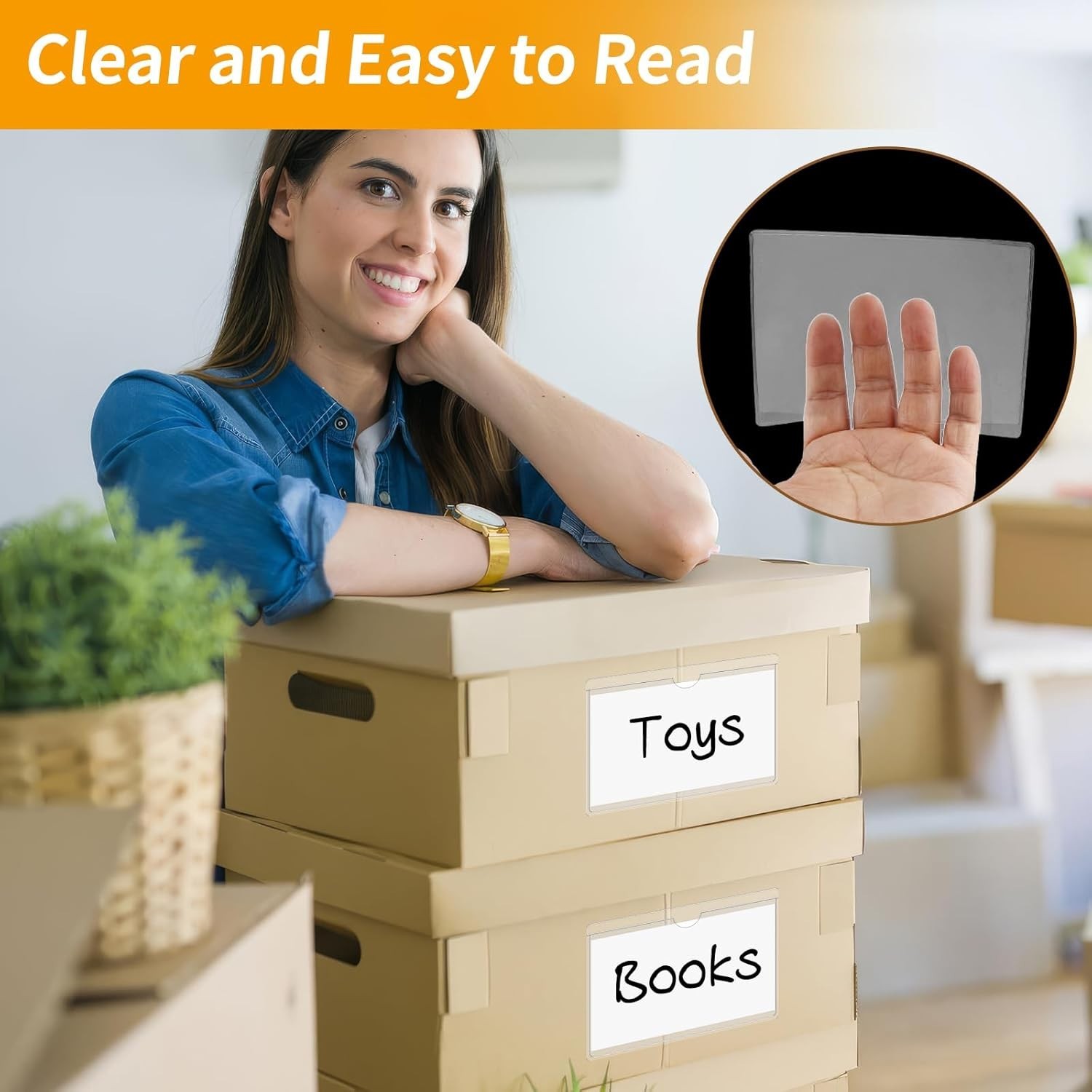 Storage Bin Labels, 36 Pack Clear Adhesive Pockets, Index Card Holder for 3×5…