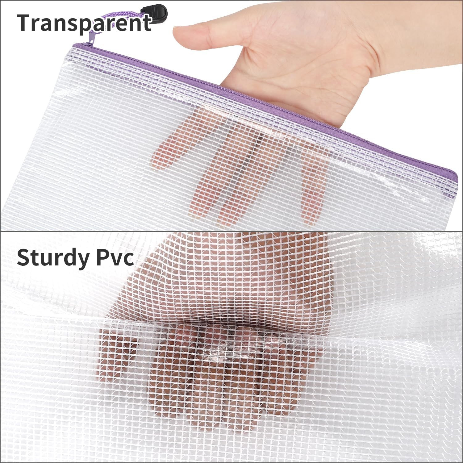 EOOUT 30Pcs Mesh Zipper Pouch Bags, 8 Sizes Plastic Zipper Bags, 8 Colors Waterp