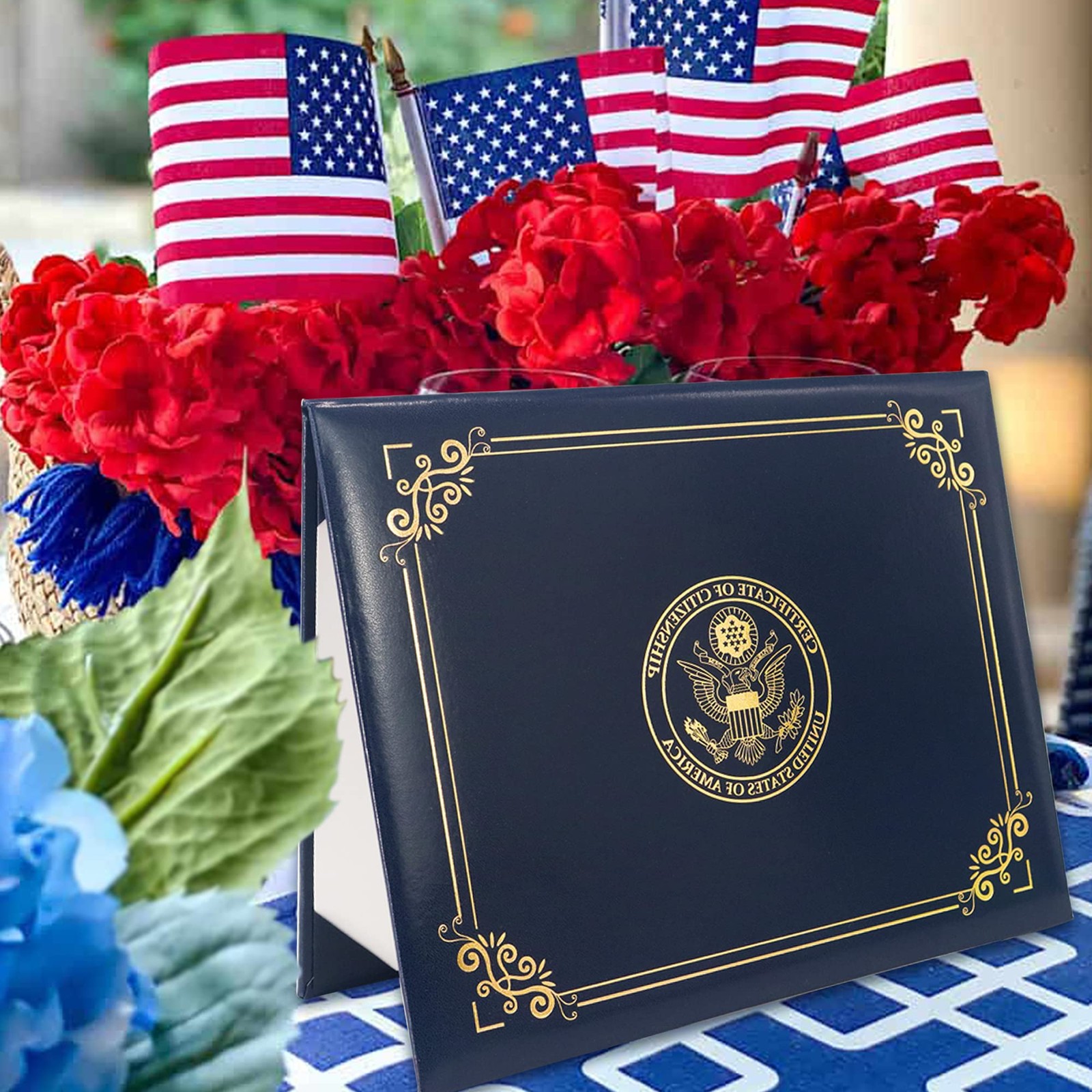 GraduatePro US Citizenship Certificate Holder 2026 Naturalization Padded Leather